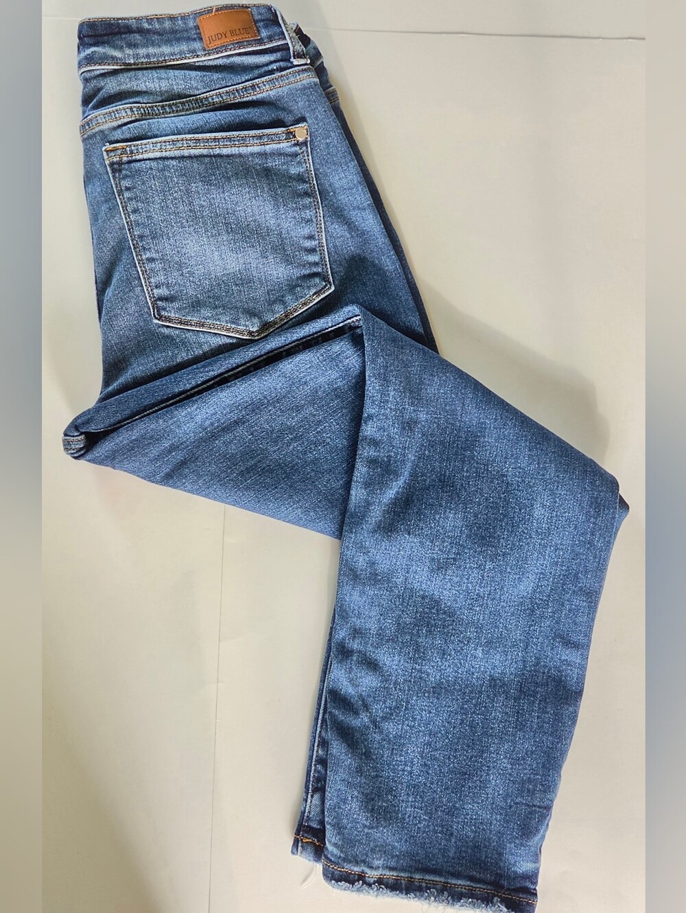 Judy Blue Boyfriend Stretch Jeans 11 30 Mid Rise Stretch Raw Hem Denim JB82277MD